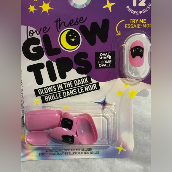 24piece glow in the dark spooky black cat skeleton finger press-on nails new - Picture 13 of 13